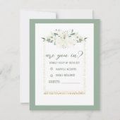 Elegante Charm Green Wildflower bruiloft RSVP Kaartje (Voorkant)