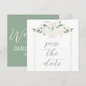 Elegante Charm Green Wildflower bruiloft Save The Date (Voorkant / Achterkant)
