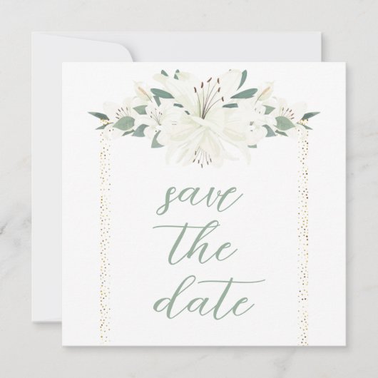 Elegante Charm Green Wildflower bruiloft Save The Date (Voorkant)