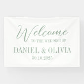 Elegante Charm Green Wildflower Wed Seating Charts Spandoek (Horizontaal)