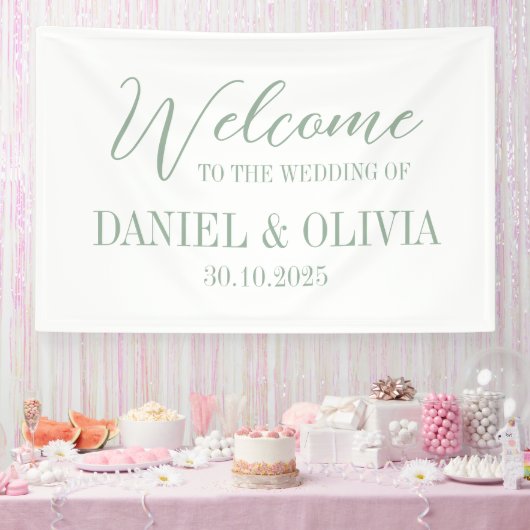 Elegante Charm Green Wildflower Wed Seating Charts Spandoek (Feest)