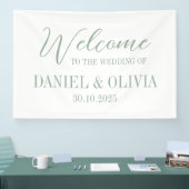 Elegante Charm Green Wildflower Wed Seating Charts Spandoek (Beurs)