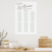 Elegante Charm Green Wildflower Wedd Seating Chart Poster (Keuken)