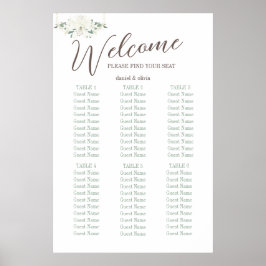 Elegante Charm Green Wildflower Wedd Seating Chart Poster