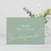 Elegante Charm Green Wildflower Wedding Bridesmade Kaart (Staand voorkant)