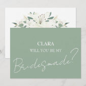 Elegante Charm Green Wildflower Wedding Bridesmade Kaart (Voorkant / Achterkant)