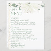 Elegante Charm Green Wildflower Wedding Menu (Voorkant / Achterkant)