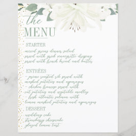 Elegante Charm Green Wildflower Wedding Menu