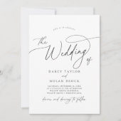 Elegante Charm Grey Wildflower bruiloft uitnodigin Kaart (Voorkant)