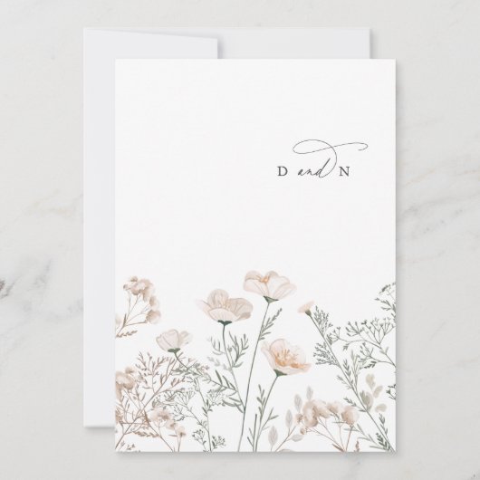 Elegante Charm Grey Wildflower bruiloft uitnodigin Kaart (Achterkant)