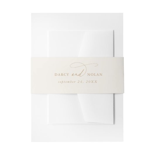 Elegante Charm Ivoor Bruiloft Uitnodiging Belly Ba Uitnodigingen Wikkel (Voorkant Voorbeeld)