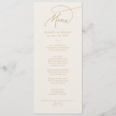 Elegante Charm Ivoor en Gouden Bruiloft Menu Kaart (Voorkant)