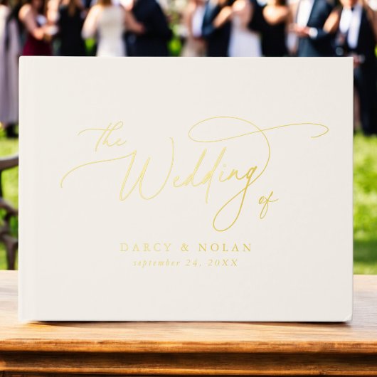 Elegante Charm Ivoor Gold Foil Wedding Guest Book Gastenboek