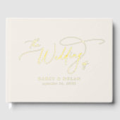 Elegante Charm Ivoor Gold Foil Wedding Guest Book Gastenboek (Voorkant)