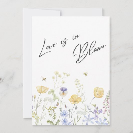 Elegante Charm Ivoor & Goud Wildflower Bruid Kaart (Achterkant)