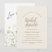 Elegante Charm Ivoor & Goud Wildflower Bruid Kaart (Voorkant / Achterkant)