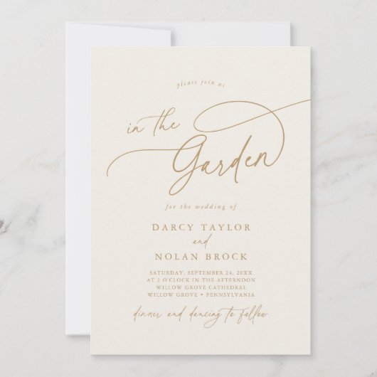 Elegante Charm Ivory Garden bruiloft uitnodigingen (Voorkant)