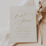 Elegante Charm Ivory Gold Bridal Shower Uitnodigin Kaart<br><div class="desc">Deze elegante charme ivoor gouden bruids douche uitnodigingen zijn perfect voor een eenvoudige bruiloft douche. Het moderne minimalistische ontwerp is voorzien van tijdloze  crème en gouden romantische kalligrafie met bohemian sprookjesachtige stijl.</div>