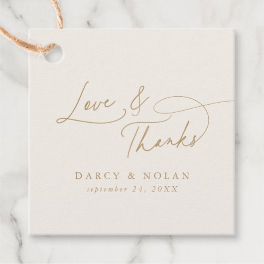 Elegante Charm Ivory Gold bruiloft Dank u Labels (Voorkant)