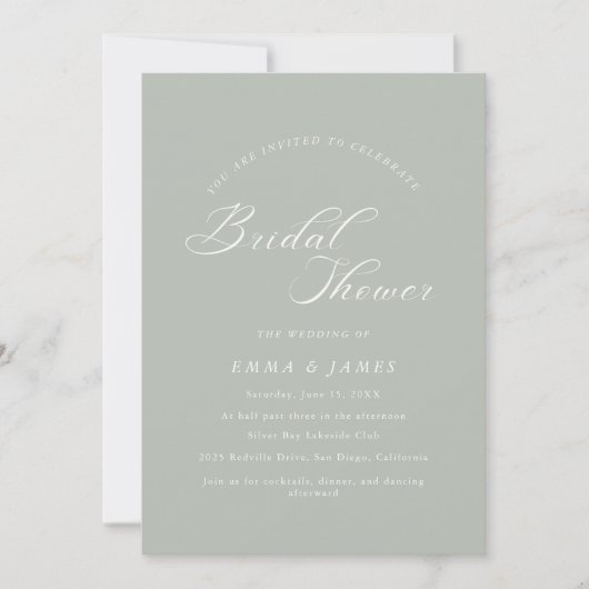 Elegante Charm Ivory & Goud Bruiloftsborrel Kaart (Voorkant)
