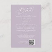Elegante Charm Lavendel Paarse bruiloft Details Ka Informatiekaartje (Voorkant)