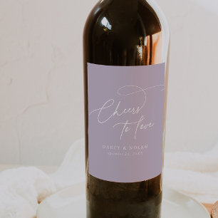 Elegante Charm Lavendel Paarse Bruiloft Wijnlabels Wijn Etiket