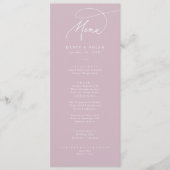Elegante Charm Lila Roze Bruiloft Menu Kaarten (Voorkant)