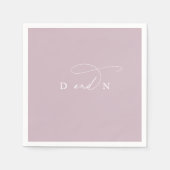 Elegante Charm Lila Roze Monogram Bruiloft Servet (Voorkant)