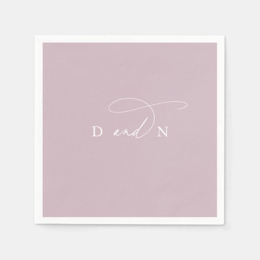 Elegante Charm Lila Roze Monogram Bruiloft Servet (Voorkant)