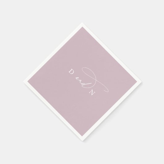 Elegante Charm Lila Roze Monogram Bruiloft Servet (Hoek)