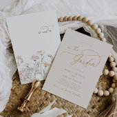 Elegante Charm Monogram Ivoor Wildflower Bruiloft Kaart