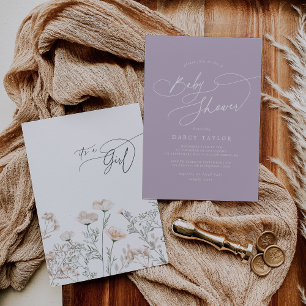 Elegante Charm Paarse Wildflower Baby shower Kaart