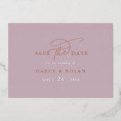 Elegante Charm Pink Rose Gold Foil Save the Date Folie Uitnodiging (Voorkant)