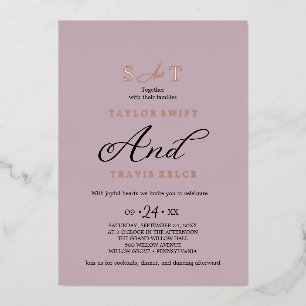 Elegante Charm Pink & Roze Goud Folie Bruiloft Uitnodiging