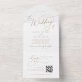 Elegante Charm QR Code Gouden Bruiloft All In One Uitnodiging (Binnen)