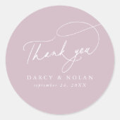 Elegante Charm Roze Bruiloft Dank u Stickers (Voorkant)