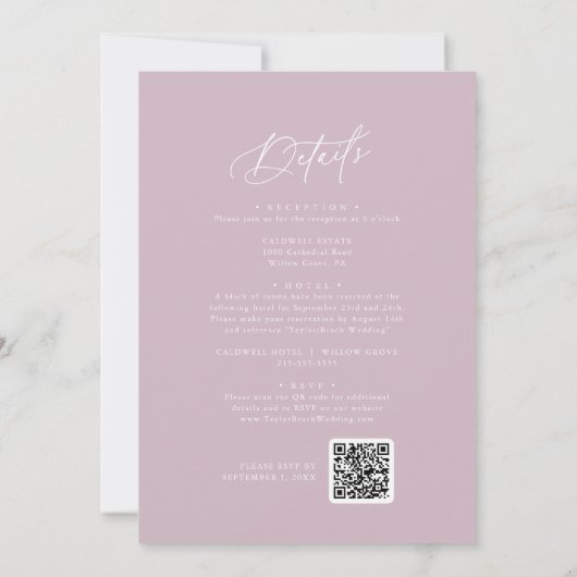 Elegante Charm Roze Bruiloft Uitnodigingen met RSV (Achterkant)