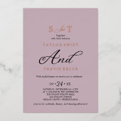 Elegante Charm Roze & Roos Gold Folie Wedding Folie Uitnodiging (Voorkant)