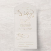 Elegante Charm RSVP Ivoor en Gouden Bruiloft All In One Uitnodiging (Binnen)
