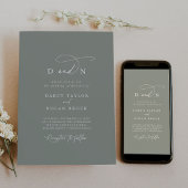 Elegante Charm Sage Foto Bruiloft Uitnodiging RSVP