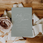 Elegante Charm Sage Groene Baby Douche Uitnodiging