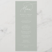 Elegante Charm Sage Groene Bruiloft Menu Kaarten (Voorkant)