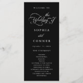 Elegante Charm Script Trouwceremonie Zwart Programmakaart (Voorkant)