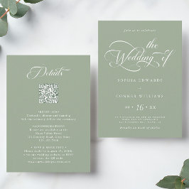 Elegante Charm Script Trouwen Alles in één Sage Gr Kaart