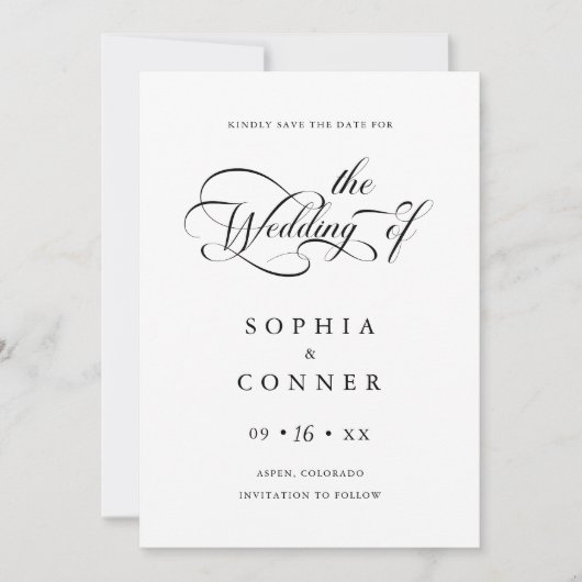 Elegante Charm Script Trouwfoto QR-code Save The Date (Voorkant)