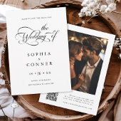 Elegante Charm Script Trouwfoto QR-code Save The Date