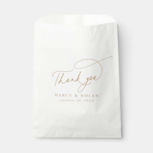 Elegante Charm Wit en Goud Bruiloft Favor Tassen Bedankzakje (Voorkant)