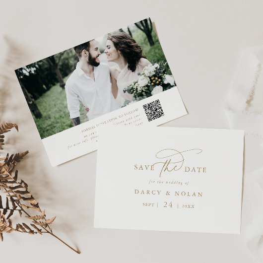 Elegante Charm Wit en Gouden Bruiloft Save The Dat Save The Date