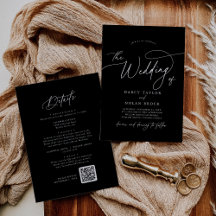 Elegante Charm Zwart Bruiloft Uitnodigingen met RS