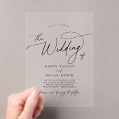 Elegante Charm Zwart Eenvoudige Boho Moderne bruil Acryl Uitnodigingen (Insitu (Draagbaar))